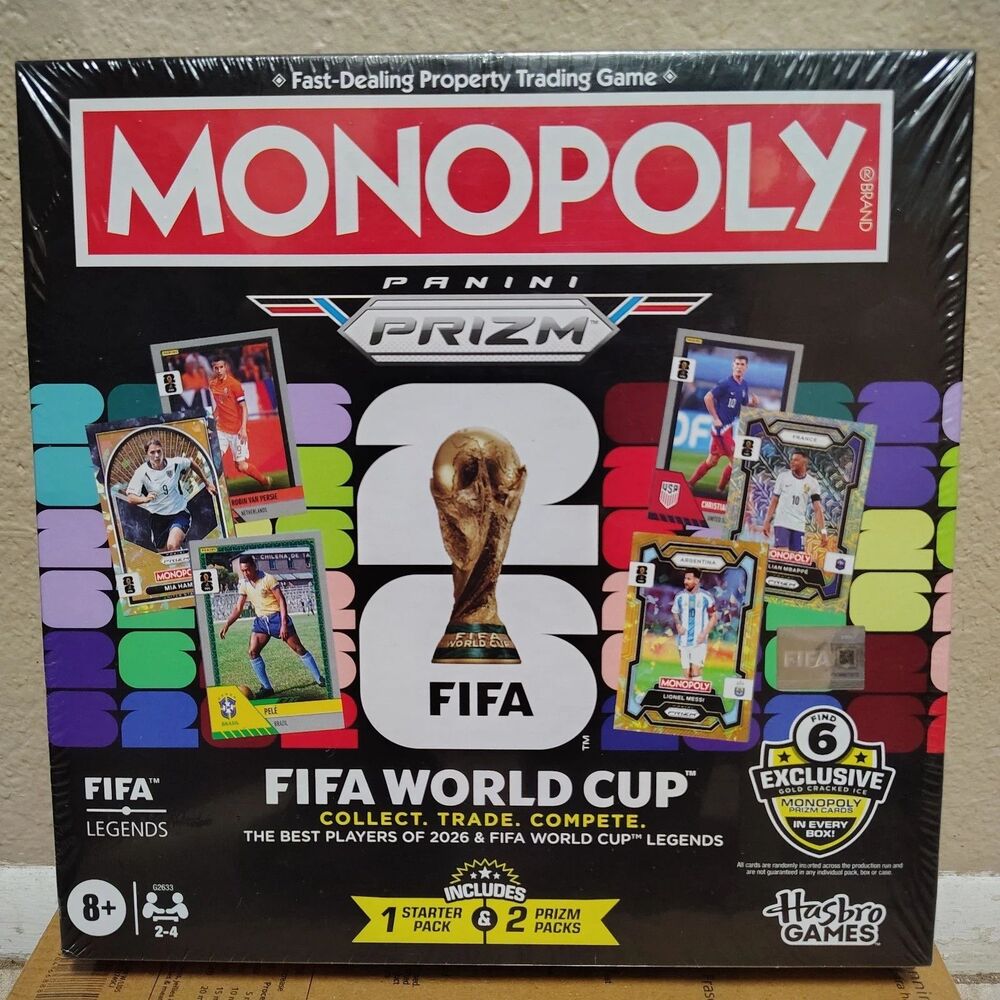 2026 Panini Prizm Monopoly FIFA World Cup Game Board Gold Ice Prizms SEALED NEW